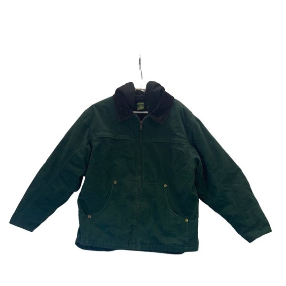 Cabelas Outdoor Gear Canvas Zip Up Insulated Work Jacket Coat size L thermal swe - Picture 1 of 16